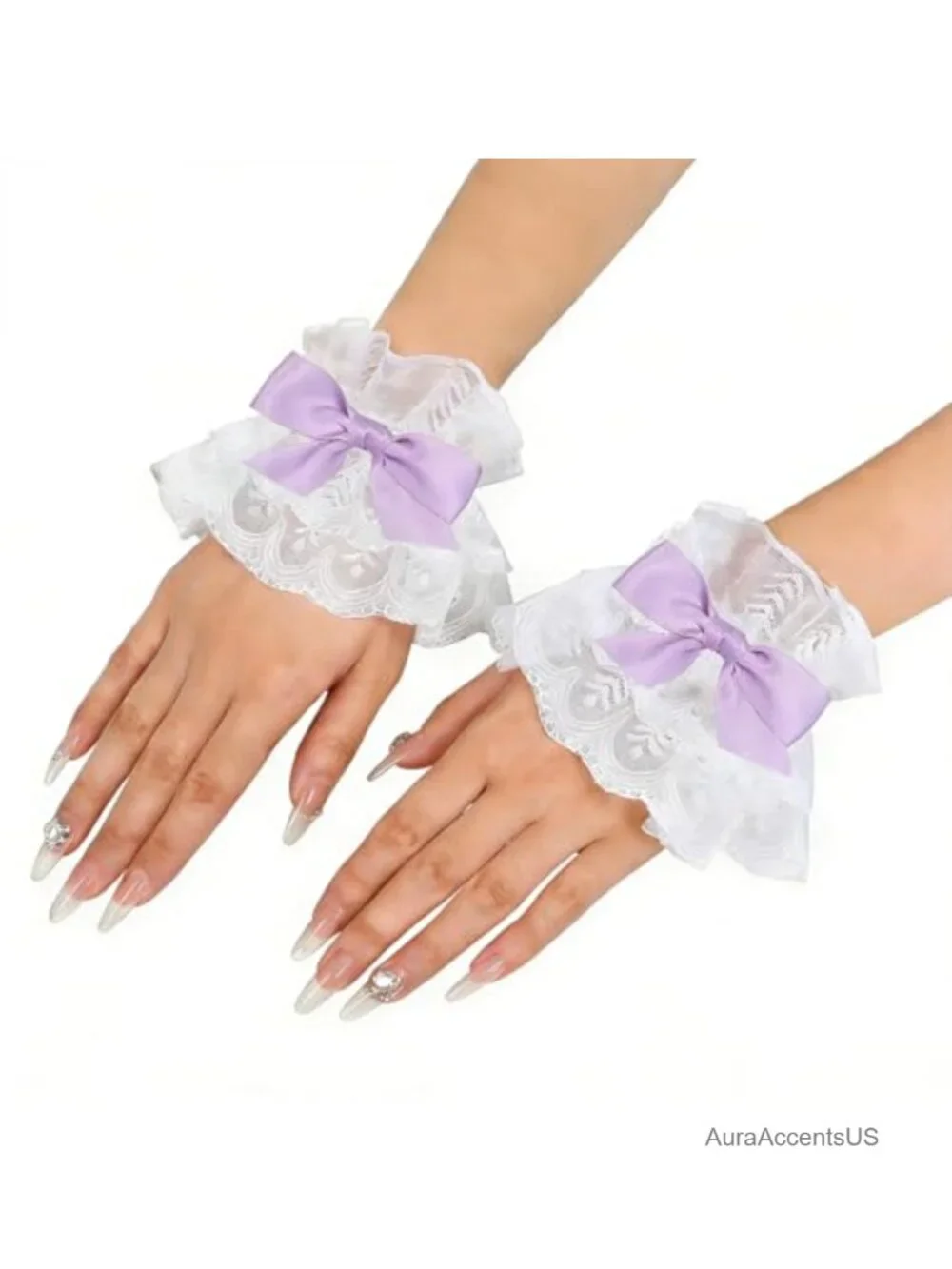 Floral Lace Wrist Cuffs Elastic Hand Sleeve Gloves for Wedding